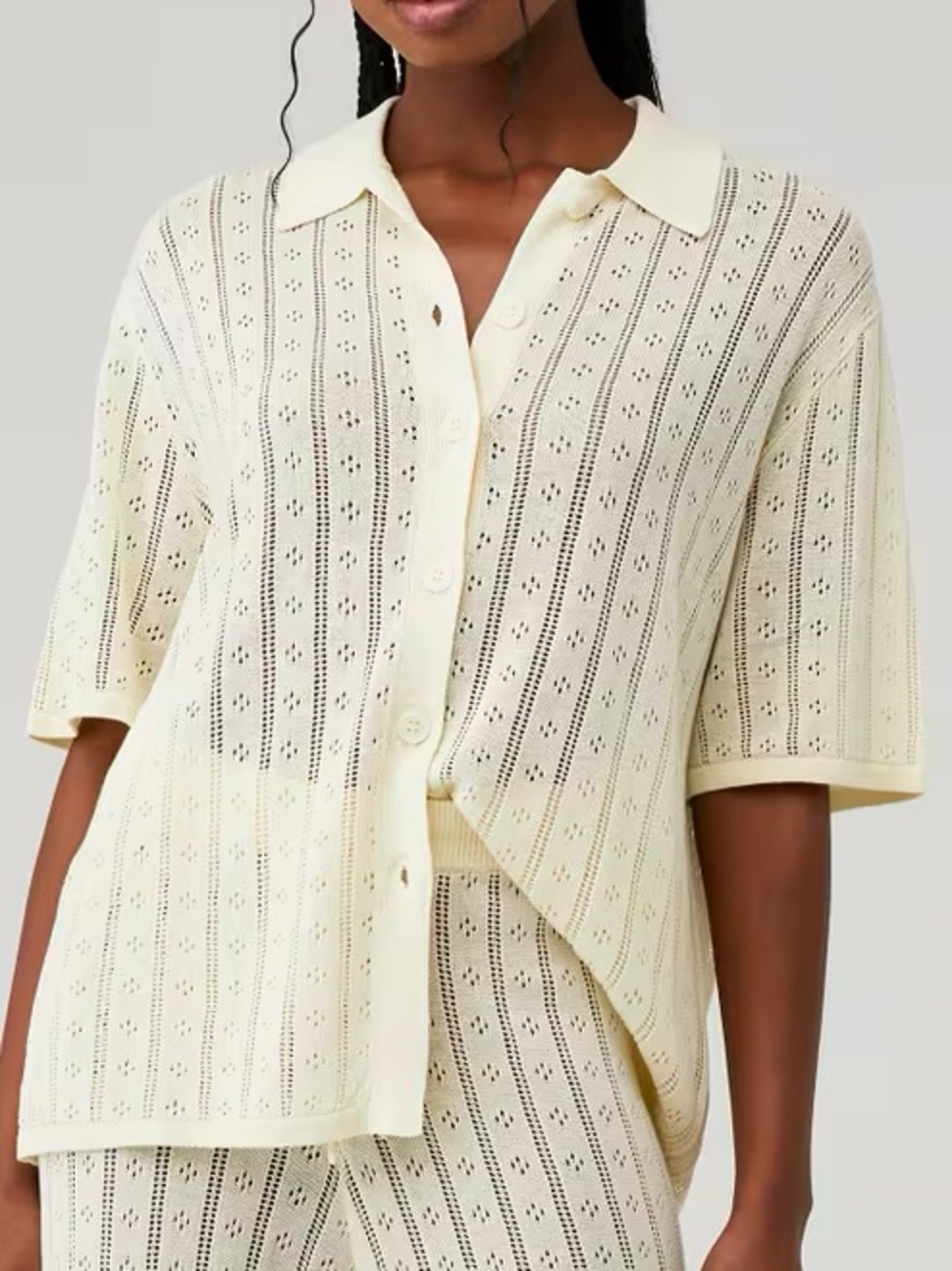 Rolla’s Buttercream Knit Button-Front Top
